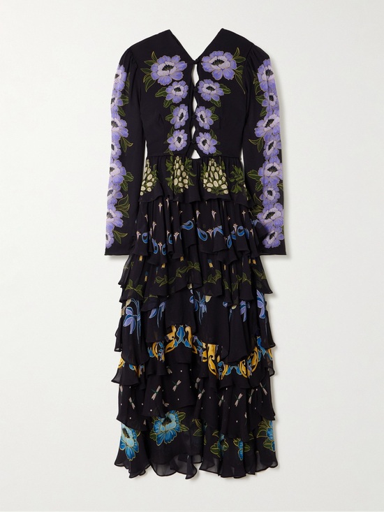 FARM Rio Dresses & Skirts - NWT $298 FARM RIO Ruffled Tiered Printed Floral Georgette Maxi Dress XS